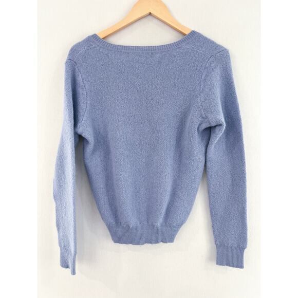 Peruvian Connection Women's V Neck Alpaca Sweater Medium Blue Knit - Picture 5 of 5